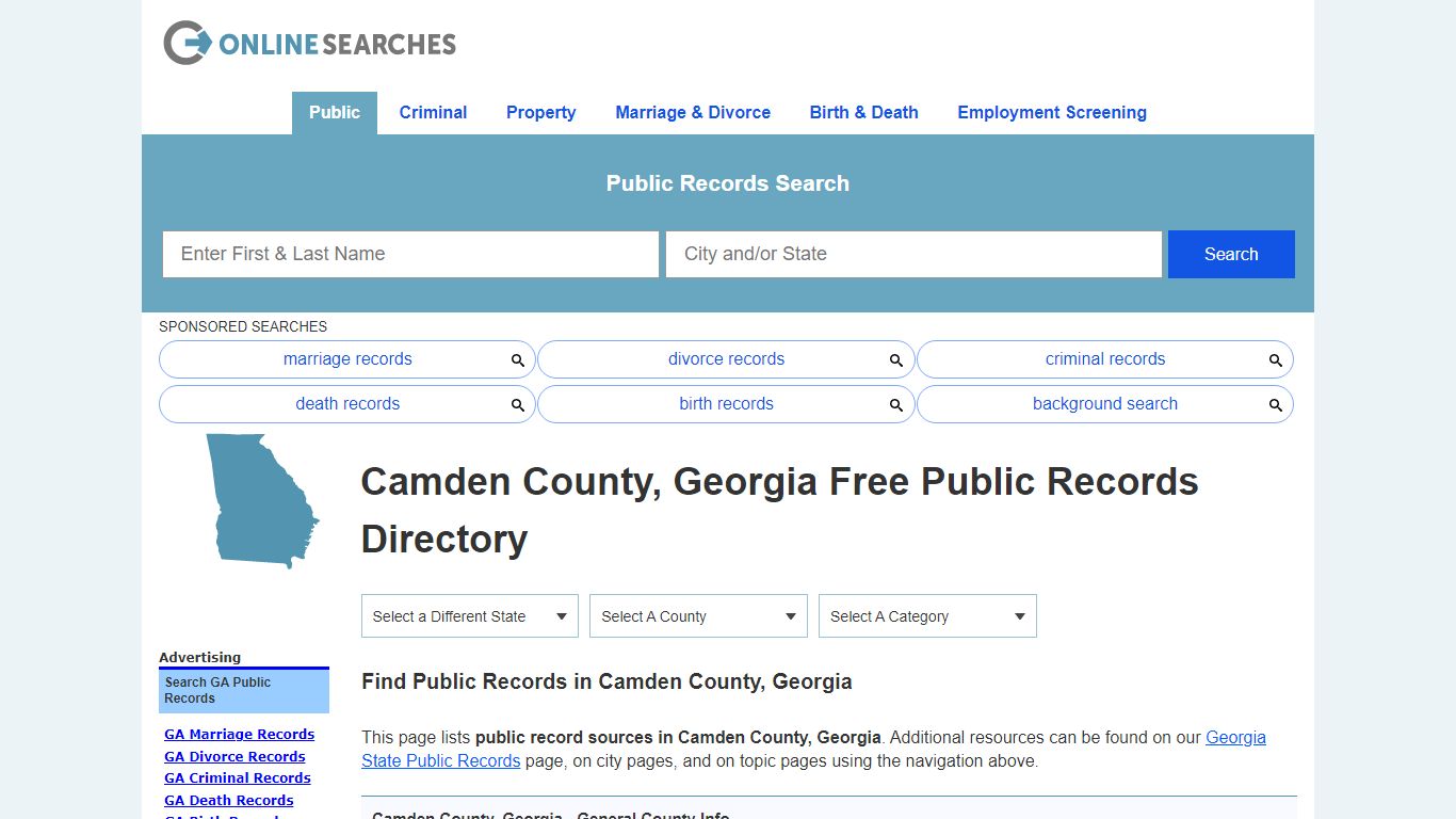 Camden County, Georgia Public Records Directory