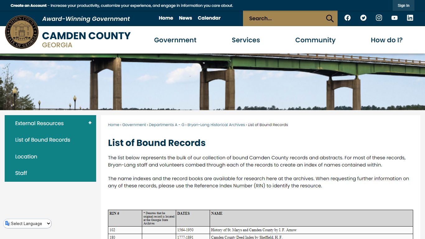 List of Bound Records | Camden County, GA - Official Website